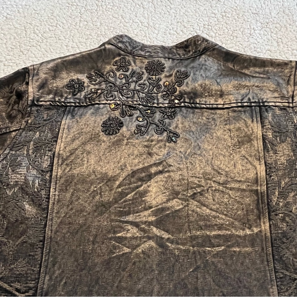 Coldwater Creek Women’s Bronze Sheen Embroidered Jacket Size‎ Large - Picture 4 of 16